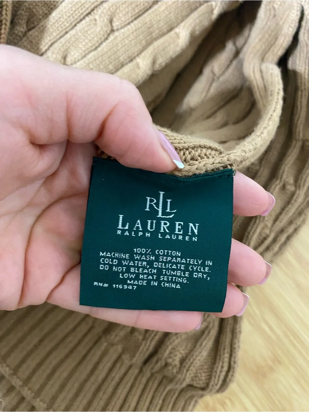 Lauren Ralph Lauren Cable Knit Brown Throw Blanket cotton